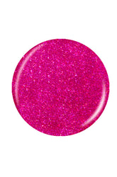 A fuchsia color with light pink micro glitter round shape nail color Pantone color swatch in a white color scene